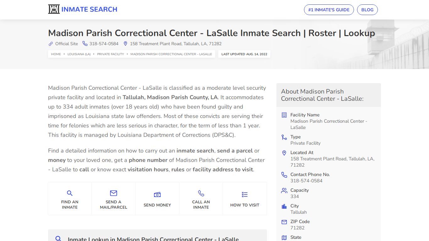 Madison Parish Correctional Center - LaSalle Inmate Search ...